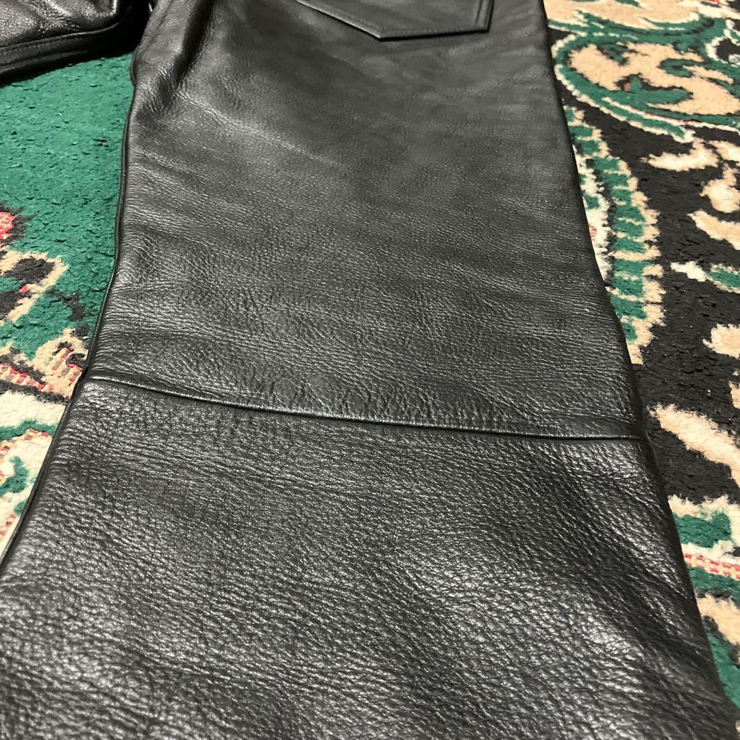 ユナイテッドアローズ　ブルーレーベル　牛革　レザーパンツ　ブラック