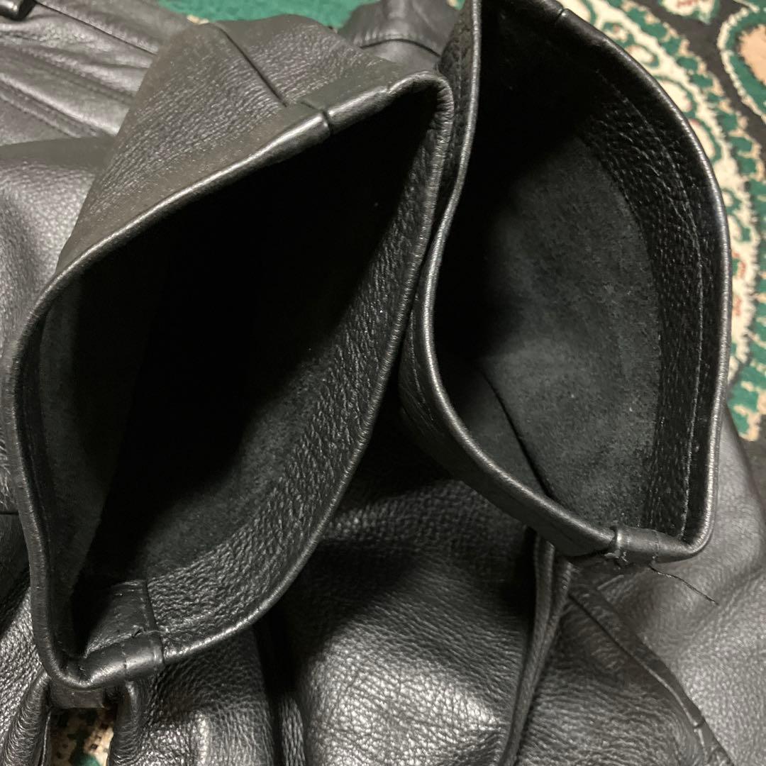 ユナイテッドアローズ　ブルーレーベル　牛革　レザーパンツ　ブラック