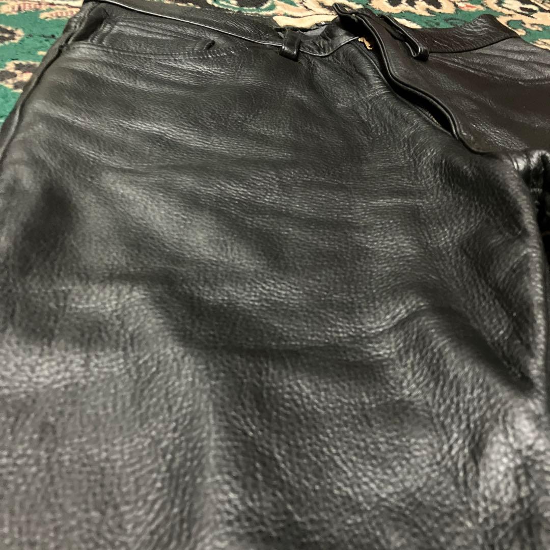 ユナイテッドアローズ　ブルーレーベル　牛革　レザーパンツ　ブラック