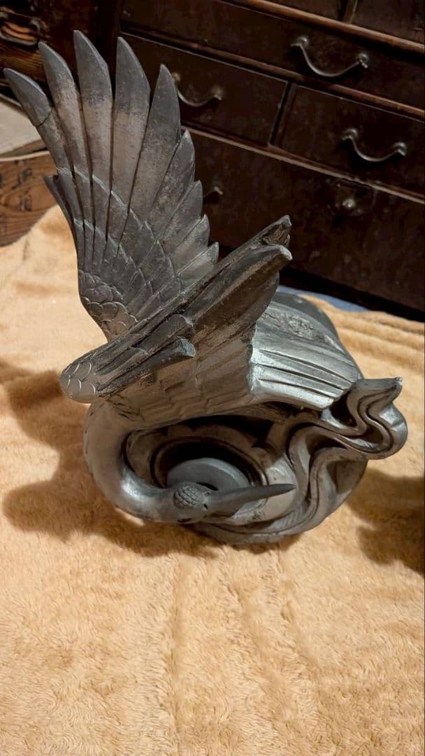 お*ん様 鬼瓦 棟飾り 飾り瓦 超希少品！鶴2羽、亀、鯉の 4点セット 縁起物