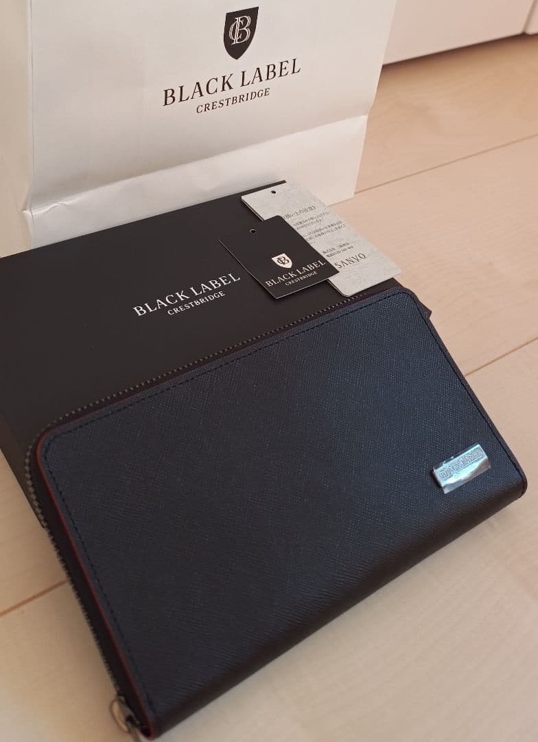 【新品箱ショップ袋付】インサイドクレストブリッジチェック ラウンドジップ 長財布