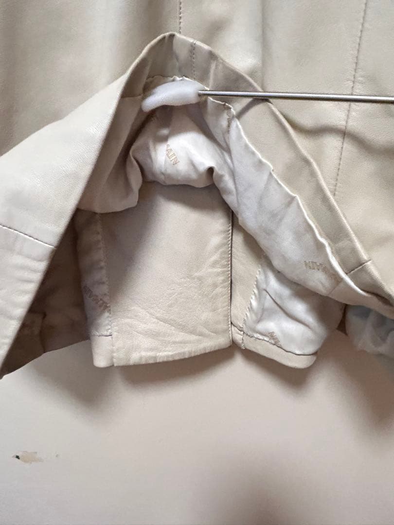 BALMAIN ホワイト レザーロングコート サイズ13