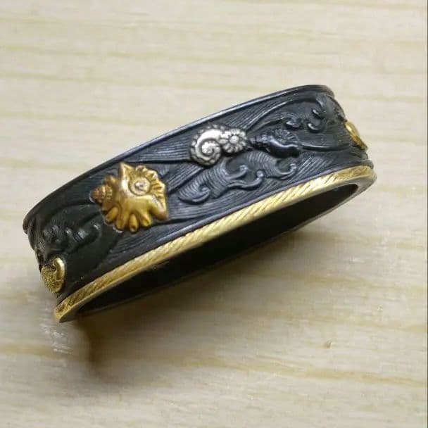 刀装具　美品海図貝づくし【縁、栗形、頭？鐺】