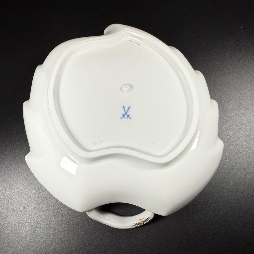 未使用 マイセン 金彩 2つ花 ケシ リーフディッシュ(約19cm)1枚、1級