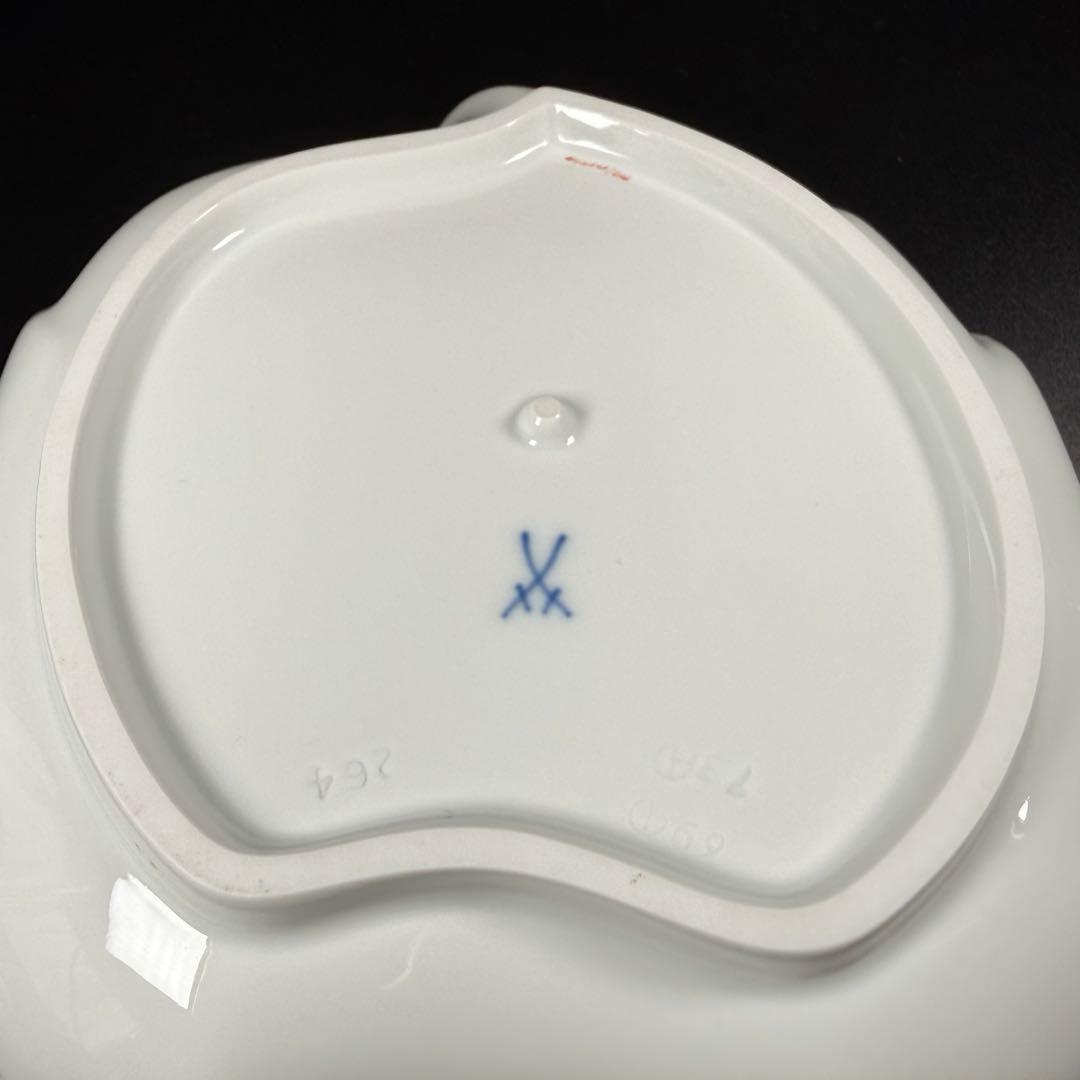 未使用 マイセン 金彩 2つ花 ケシ リーフディッシュ(約19cm)1枚、1級