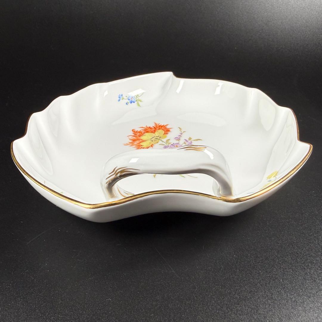 未使用 マイセン 金彩 2つ花 ケシ リーフディッシュ(約19cm)1枚、1級