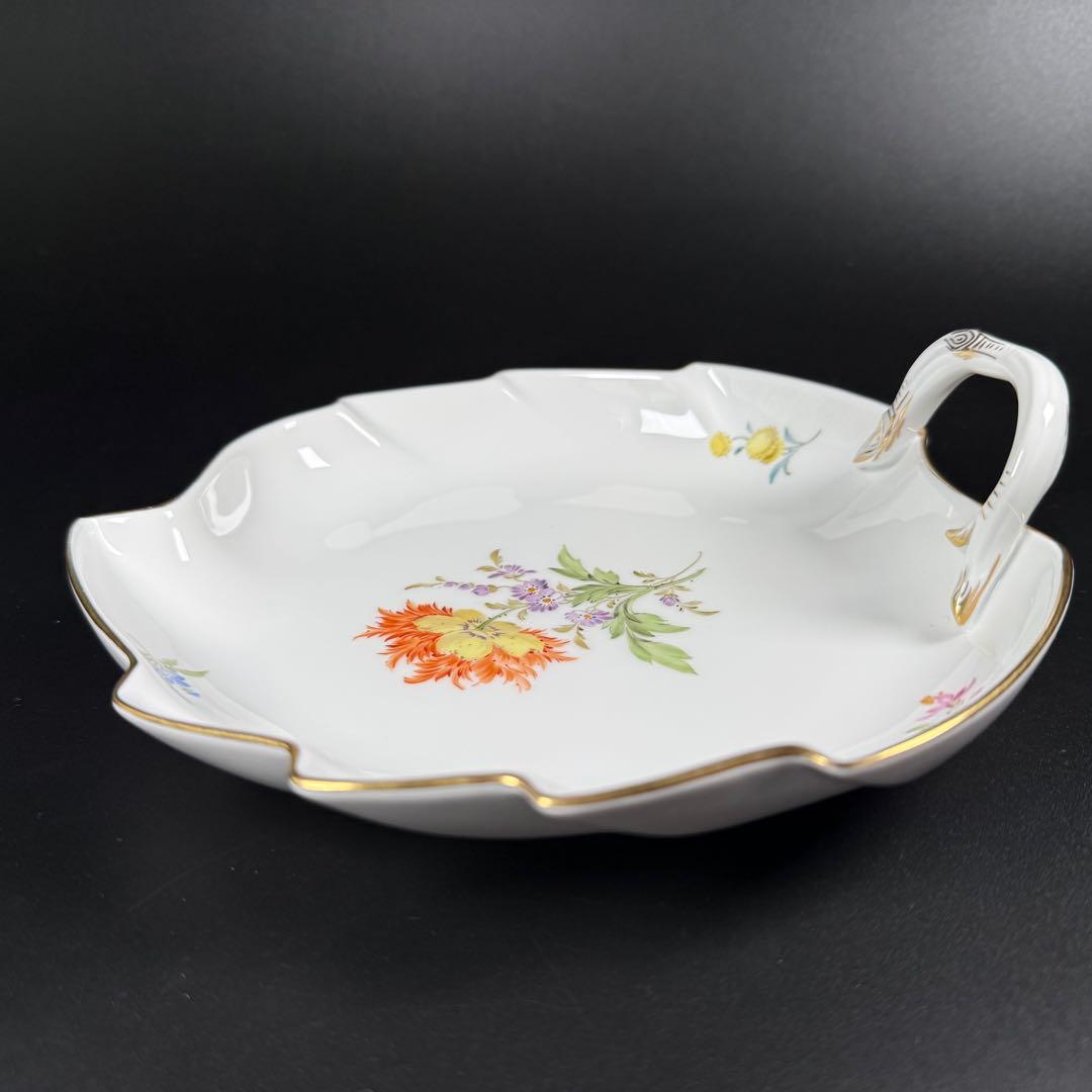 未使用 マイセン 金彩 2つ花 ケシ リーフディッシュ(約19cm)1枚、1級