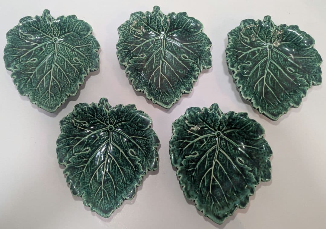 ウェッジウッド 1900年代中盤　マジョリカ焼き Green Leaf5枚セット