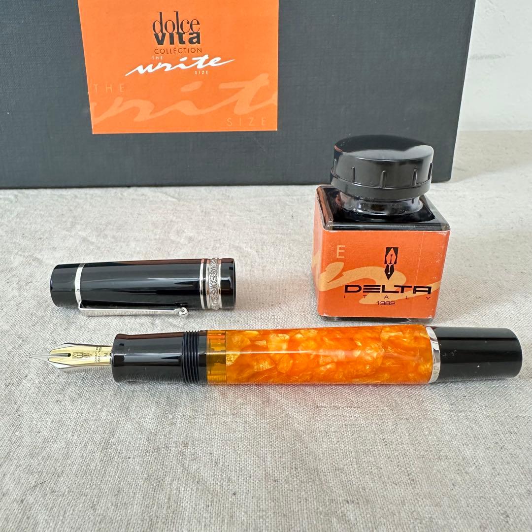 【希少】DELTA ドルチェビータ　フュージョンニブ 18K　M字　ピストン式