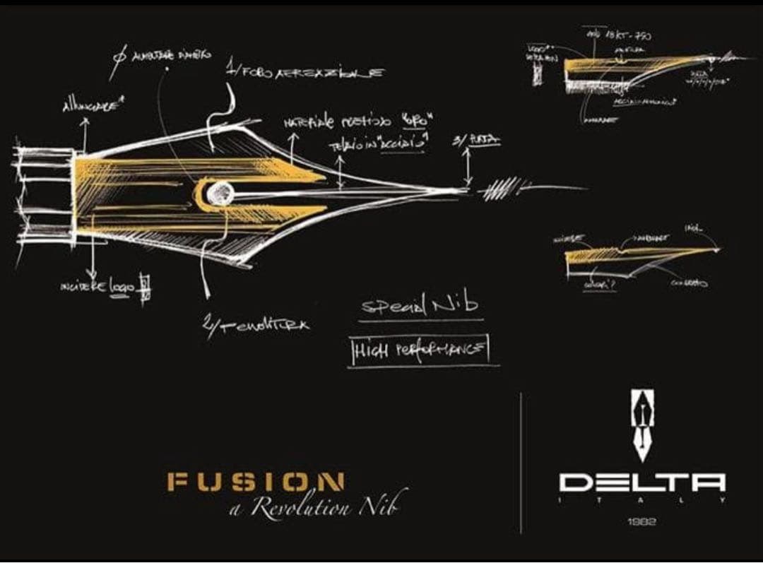 【希少】DELTA ドルチェビータ　フュージョンニブ 18K　M字　ピストン式