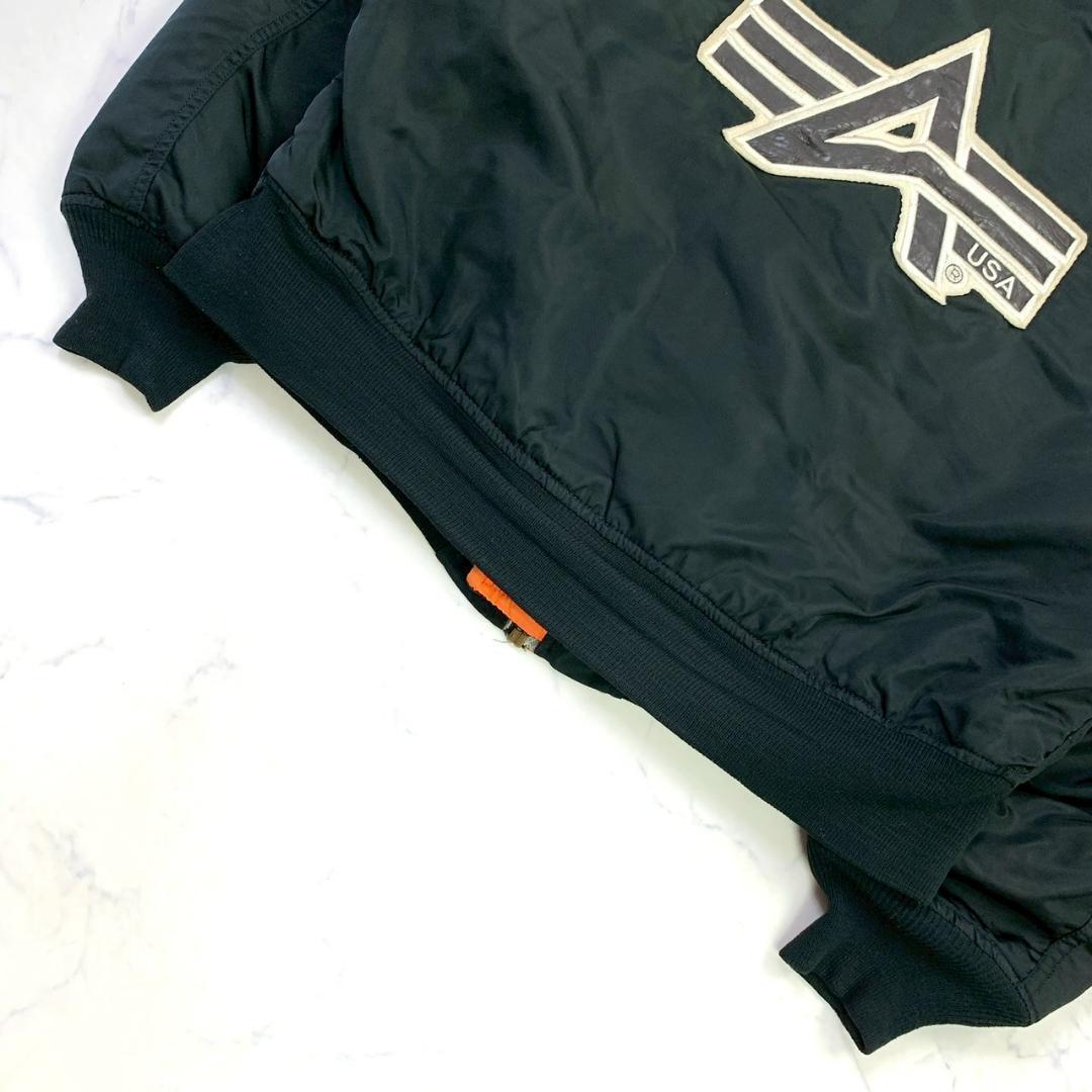 希少カラー★90s USA製 アルファ MA-1 バックロゴ 黒 XL　D258
