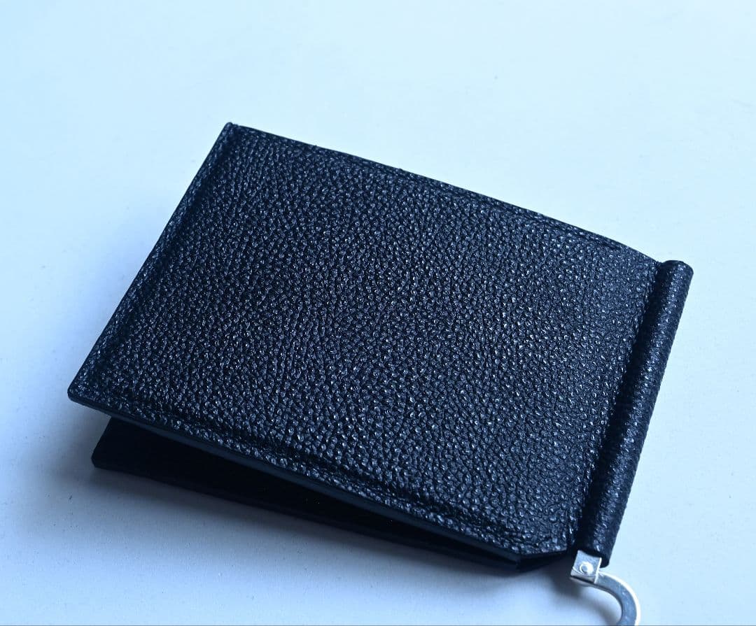 マネークリップ【黒桟革×マルゴー】　ブラック　マルゴー