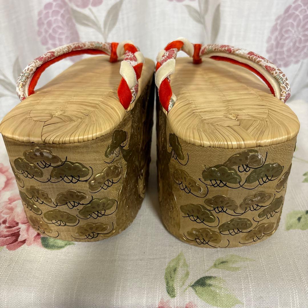 七五三用 金色の鶴模様草履　 こっぽり　サイズ約19.5㌢