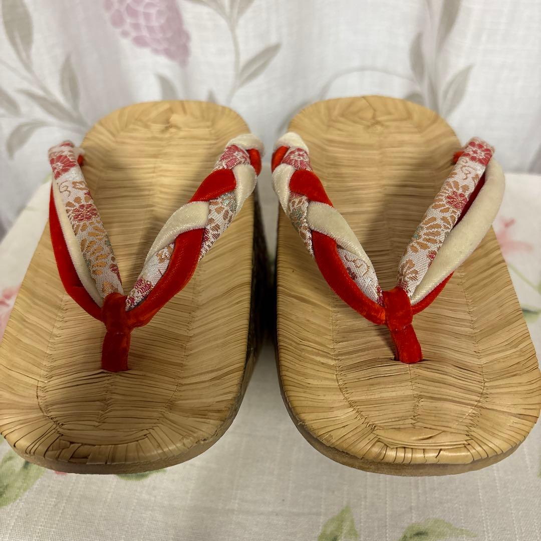 七五三用 金色の鶴模様草履　 こっぽり　サイズ約19.5㌢