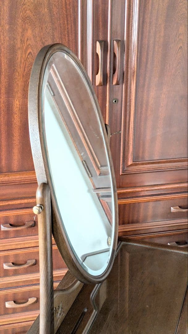 美品☆久和屋 ブローニュ ナラ無垢材 鏡台 ドレッサー ヴィンテージ 静岡県老舗