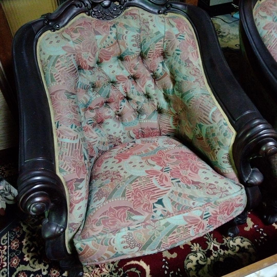 らむ　アンティーク　アームチェア 花柄