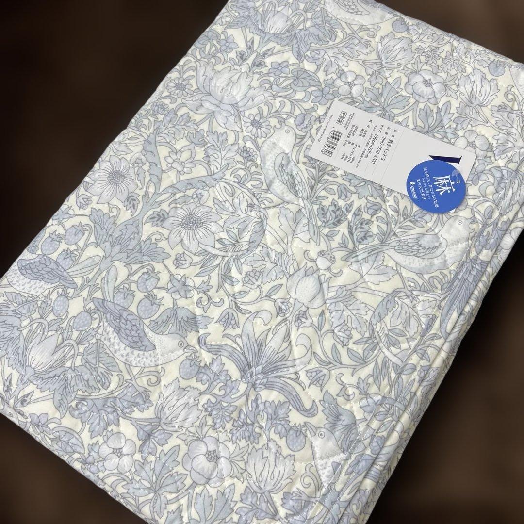 ロマンス小杉　V&A 麻敷きパッド　いちご泥棒　表地麻100% シングル