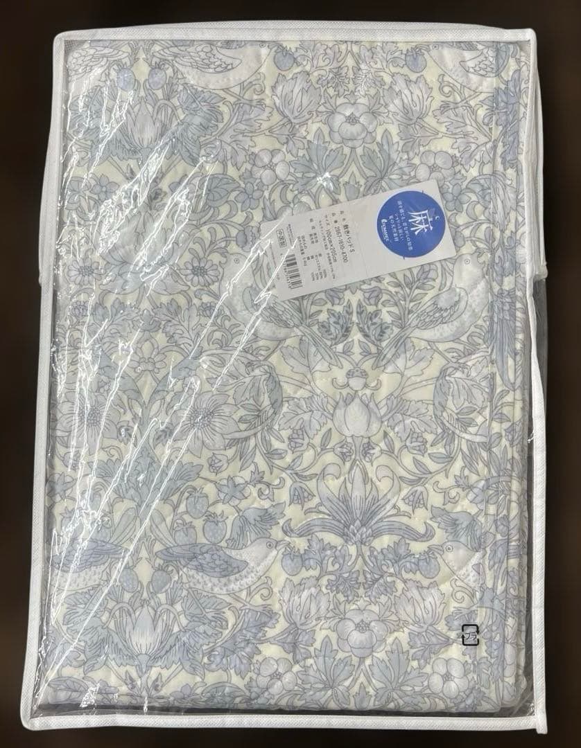 ロマンス小杉　V&A 麻敷きパッド　いちご泥棒　表地麻100% シングル