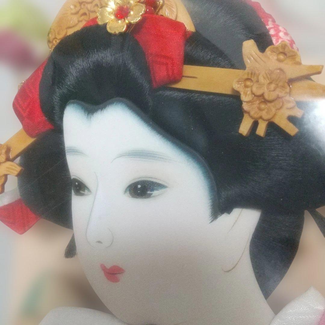 正絹♪ 桜×黒色〈48cm 匠一好作 押絵羽子板〉本つげかんざし 本仕立 飾り台