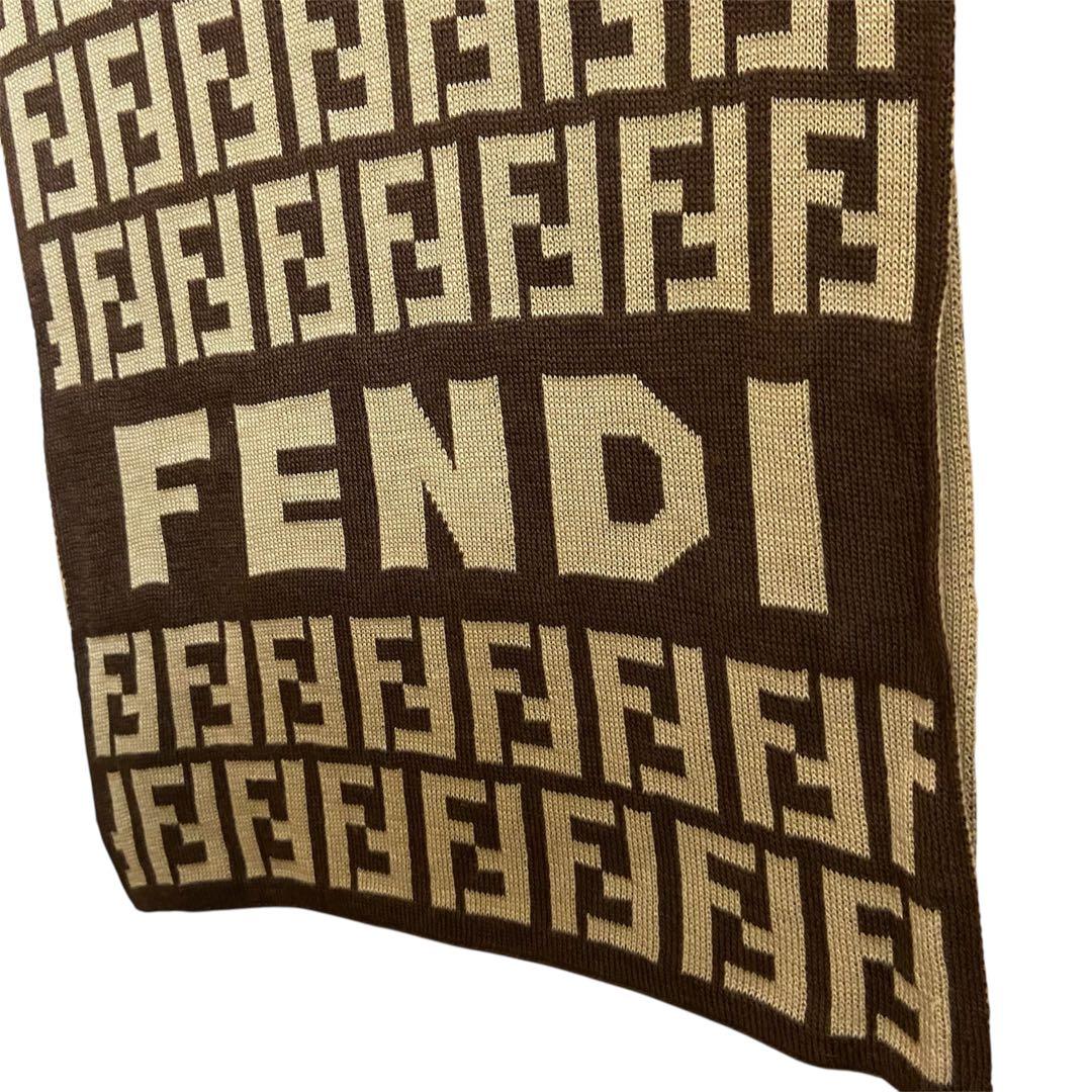 ✨ヴィンテージ美品✨FENDI ストール　ズッカ柄　ブラウン