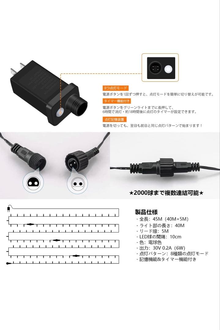 EPF中城産業キングピークツリー210cmイルミネーション400球+りんご