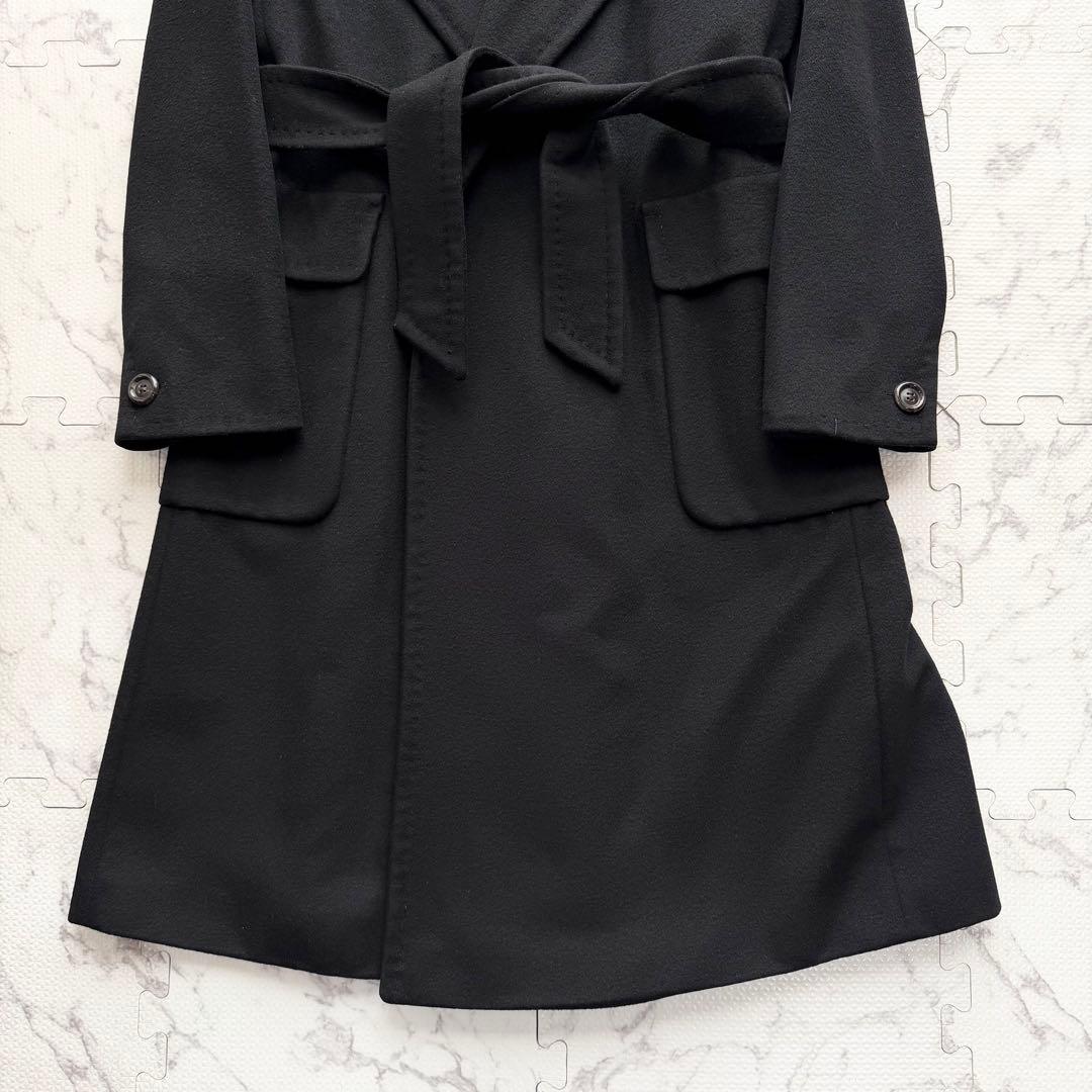 美品✨ スポーツマックス ロングコート ウール ベルト付 黒 40 L