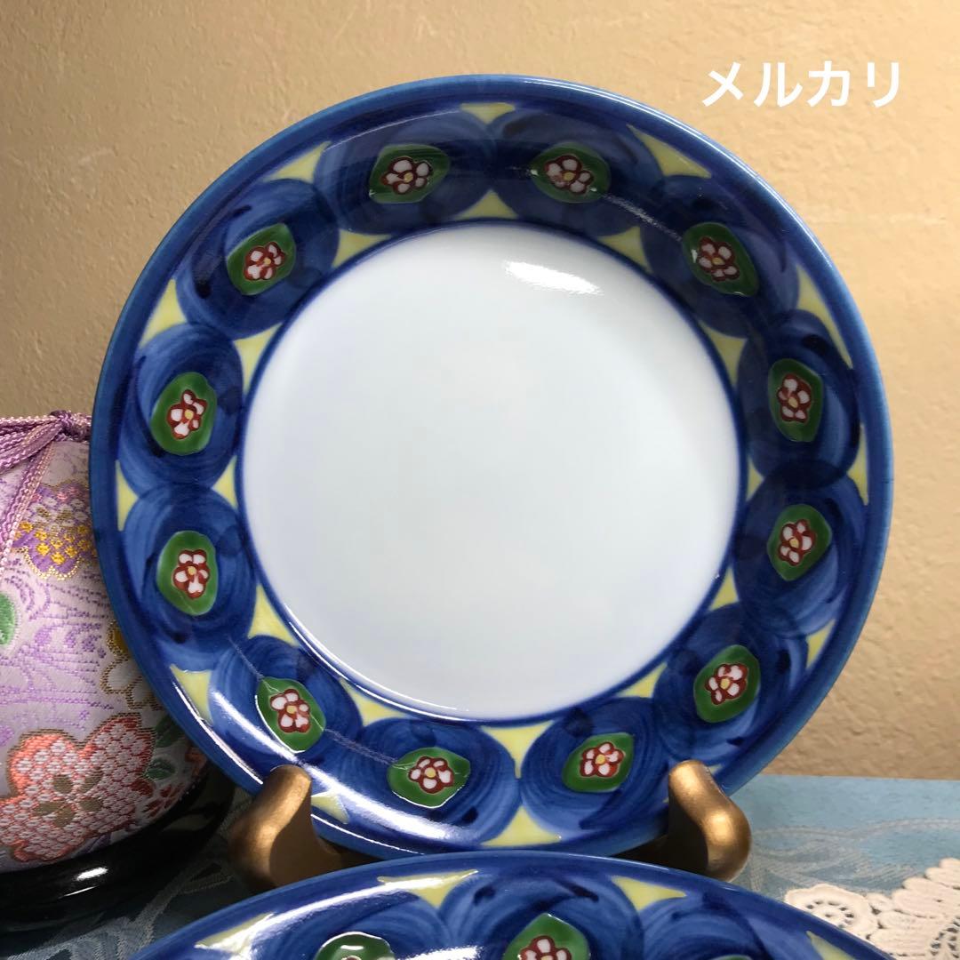 源右衛門窯　染錦丸紋　丸皿　取皿　5枚1式　新品未使用　木箱入り