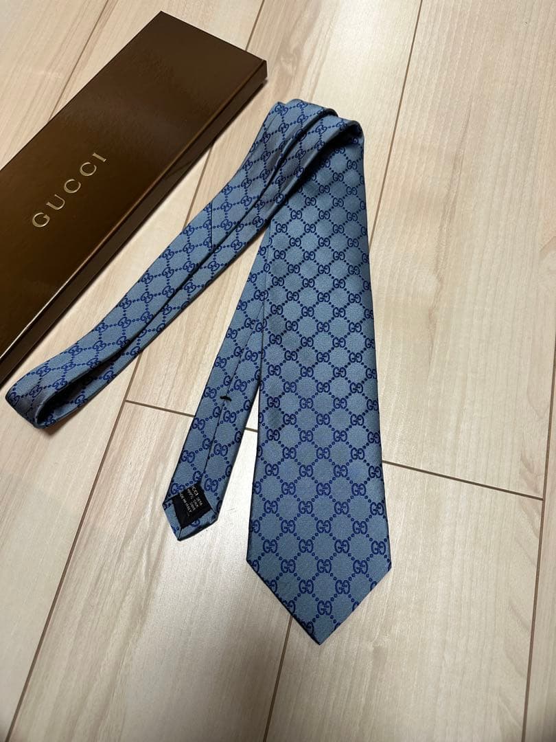 GUCCI ブルー GGパターン ネクタイ