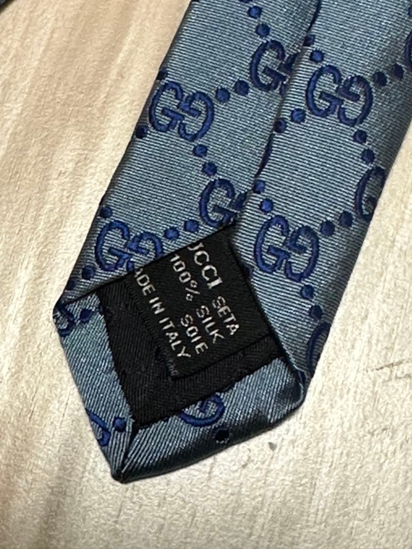 GUCCI ブルー GGパターン ネクタイ