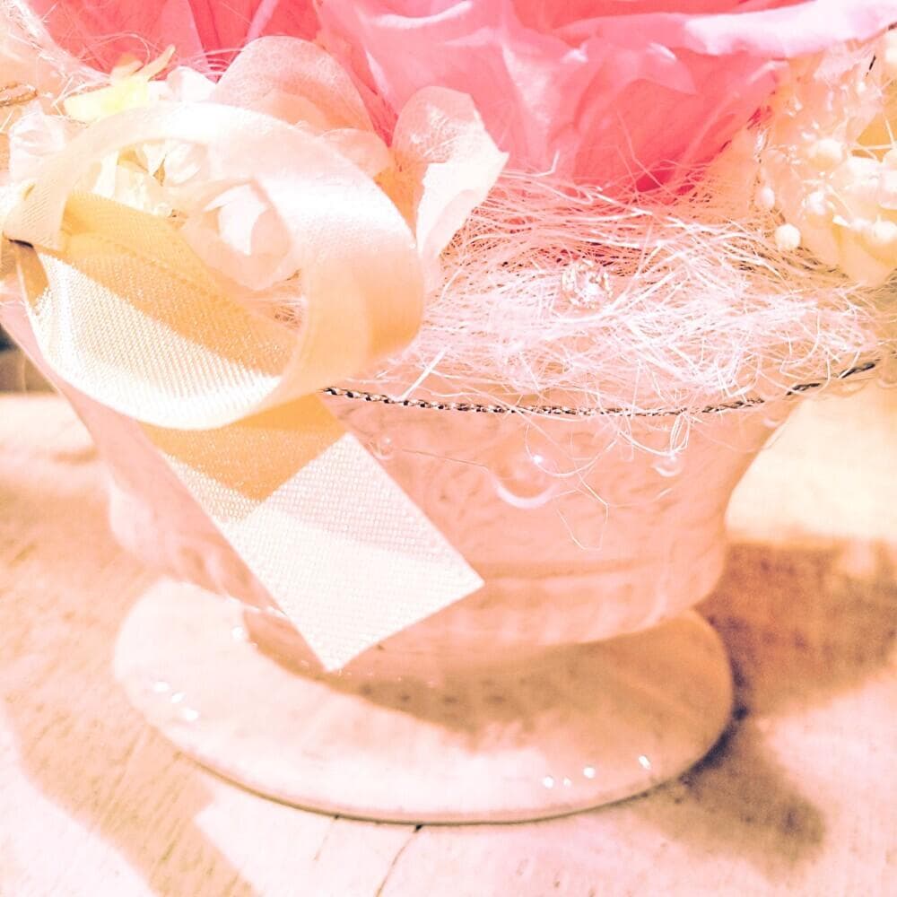 【高級プリザーブドフラワー】　桜＆ピンクローズ 　陶器フラワーアレンジメント