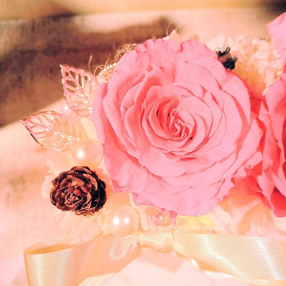 【高級プリザーブドフラワー】　桜＆ピンクローズ 　陶器フラワーアレンジメント