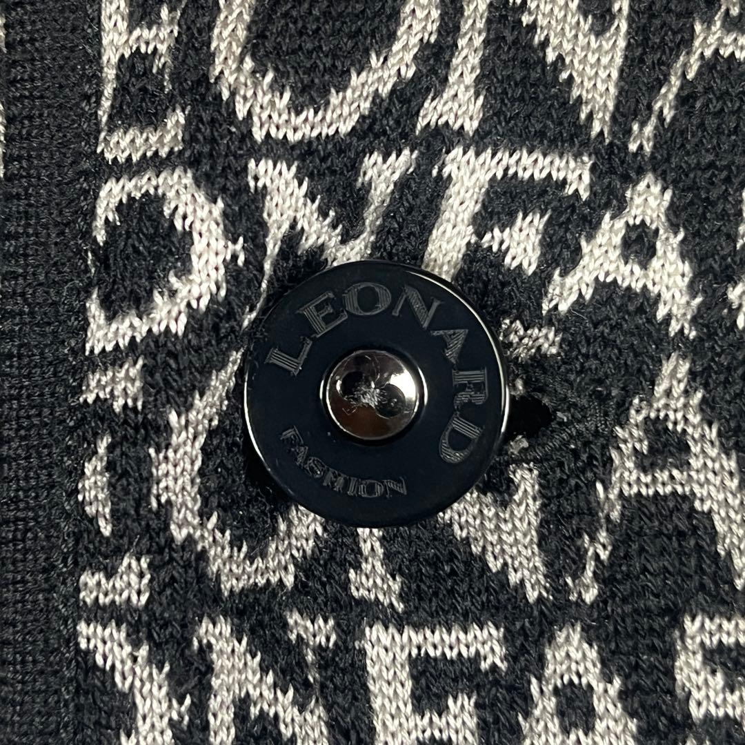 美品 レオナール 裏地ロゴ リバーシブル ニット コート カーディガン 40 L