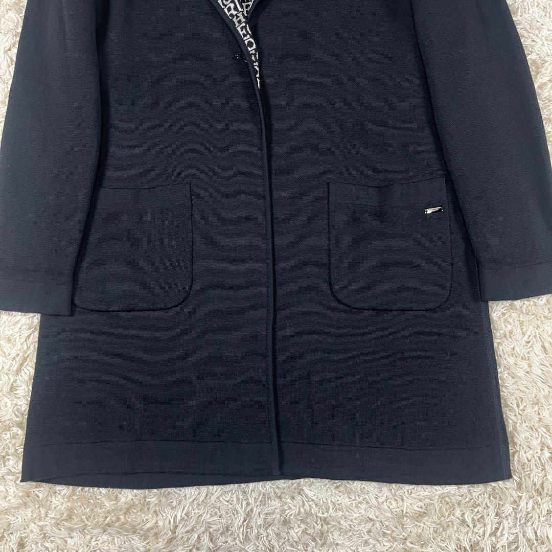 美品 レオナール 裏地ロゴ リバーシブル ニット コート カーディガン 40 L