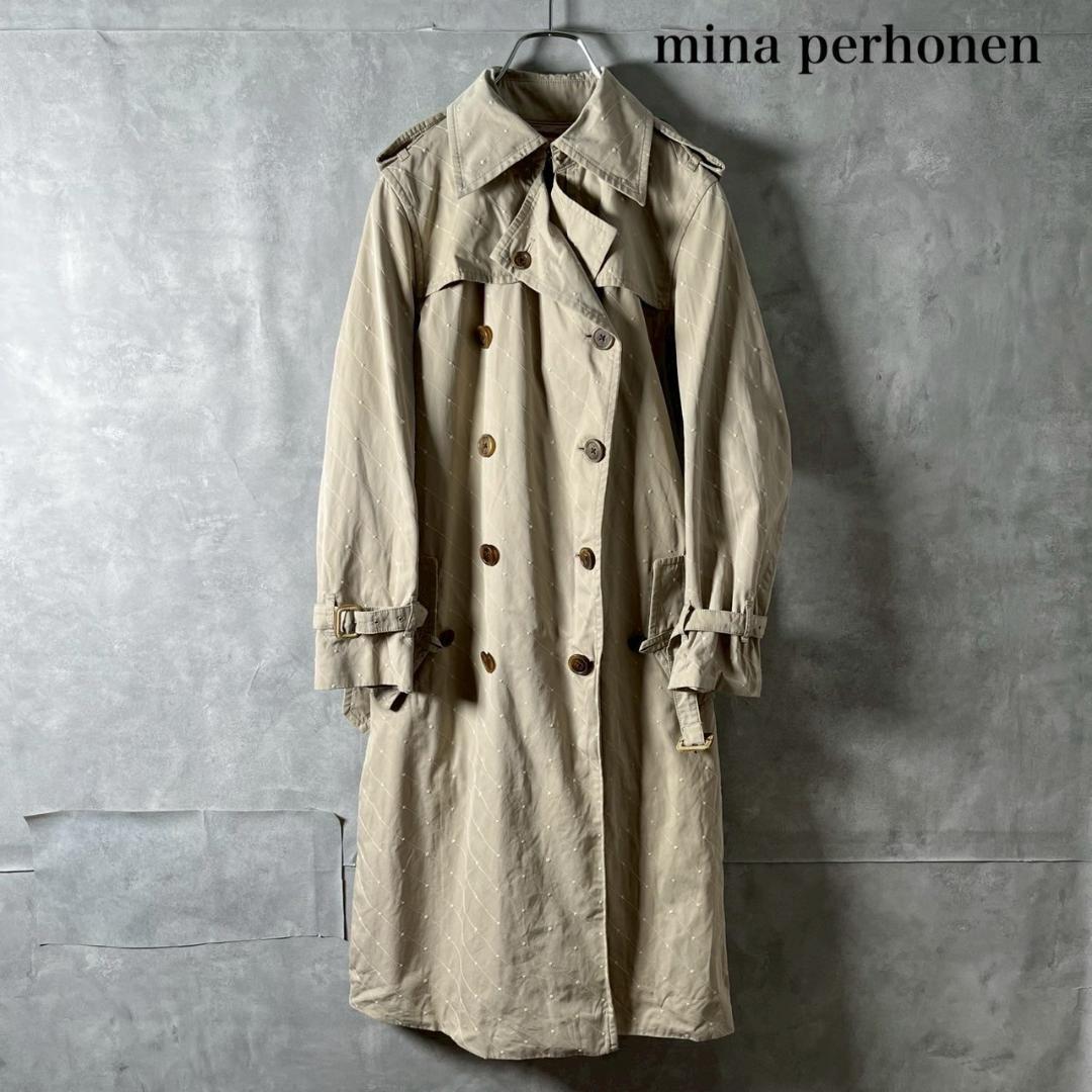 mina perhonen 日本製 ステッチ 刺繍 トレンチコート N746