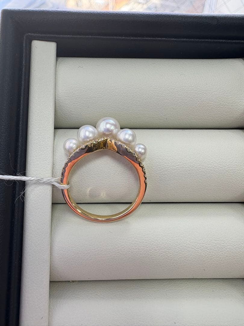 アコヤパールと天然ダイヤモンド　リング　K18