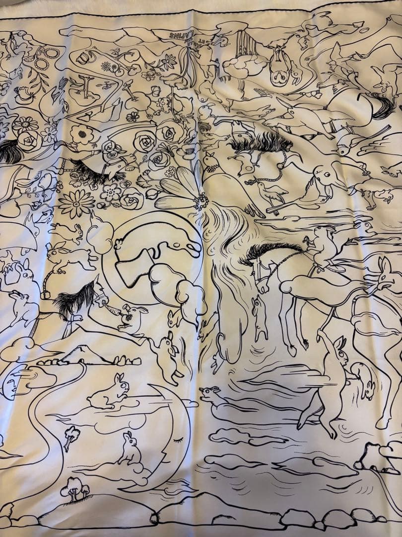 エルメス HERMES スカーフ カレ90 千と一のウサギ シルク