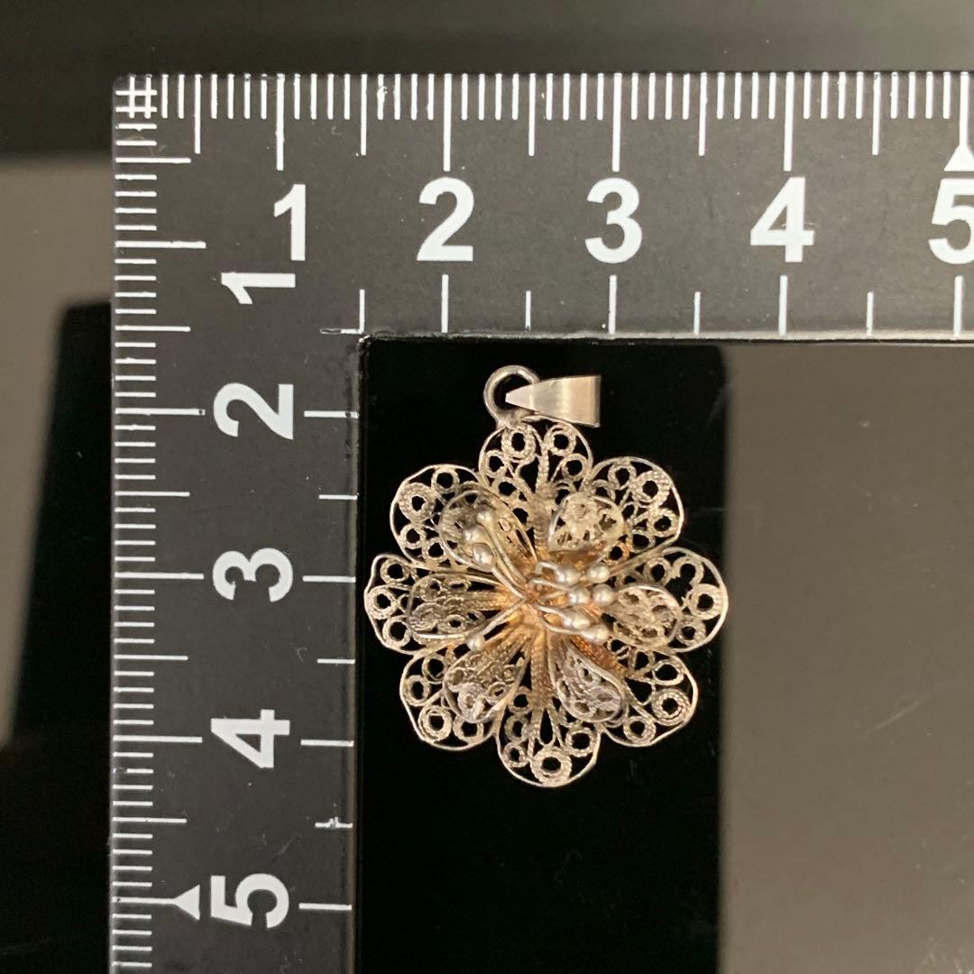《アンティーク激レア》⭐︎silver925フィリグリーフラワーペンダントトップ⭐︎