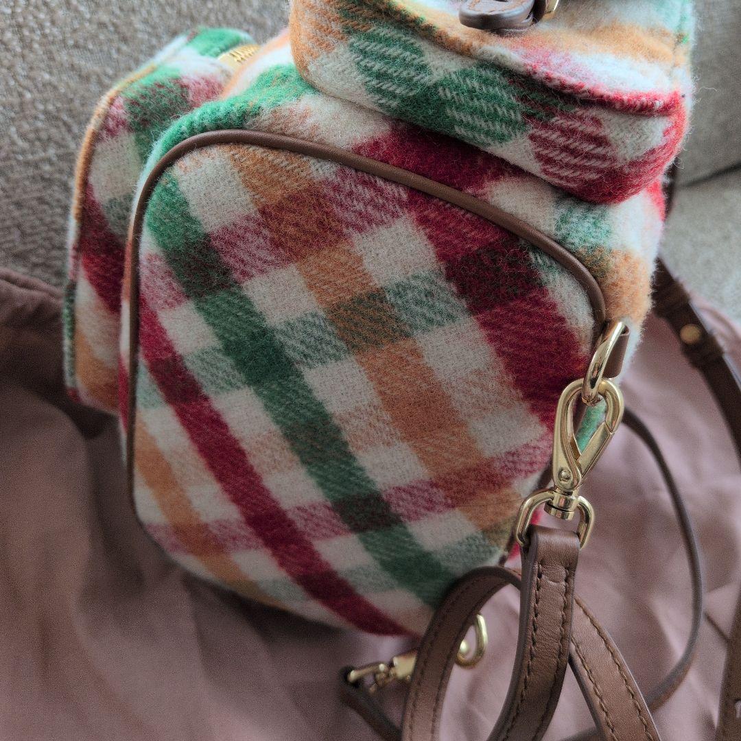 新品同様　ミュウミュウ限定チェック柄バックパック　リュック　ショルダーバッグ