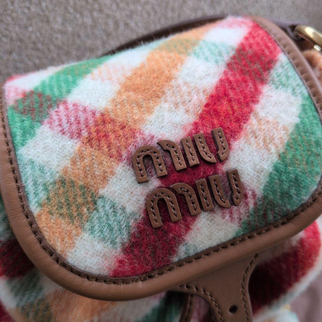 新品同様　ミュウミュウ限定チェック柄バックパック　リュック　ショルダーバッグ