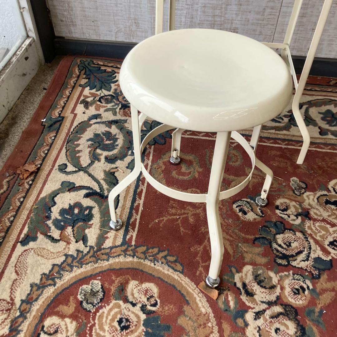 北欧レトロ アイアンフレーム スチールドレッサー 化粧台 スツール付き 鏡台