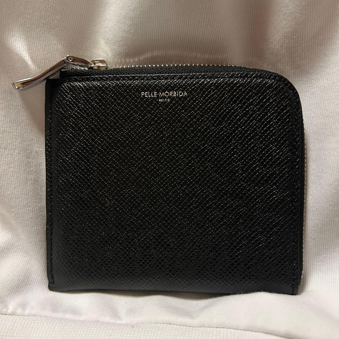 【PELLE MORBIDA】 ブラック 黒 ミニ 財布 L字型  ケース
