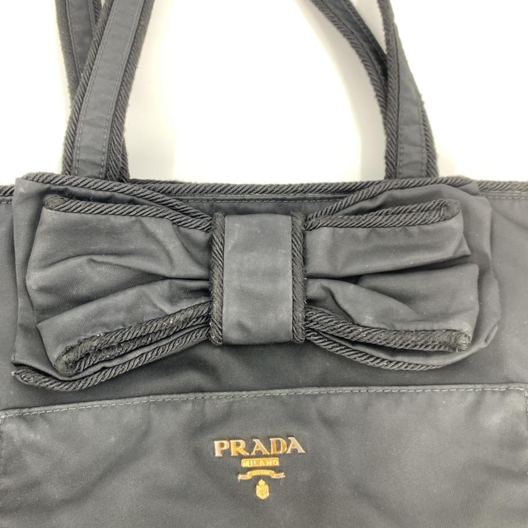 プラダ リボン フィオッコ トートバッグ ショルダーバッグ ゴールドロゴ