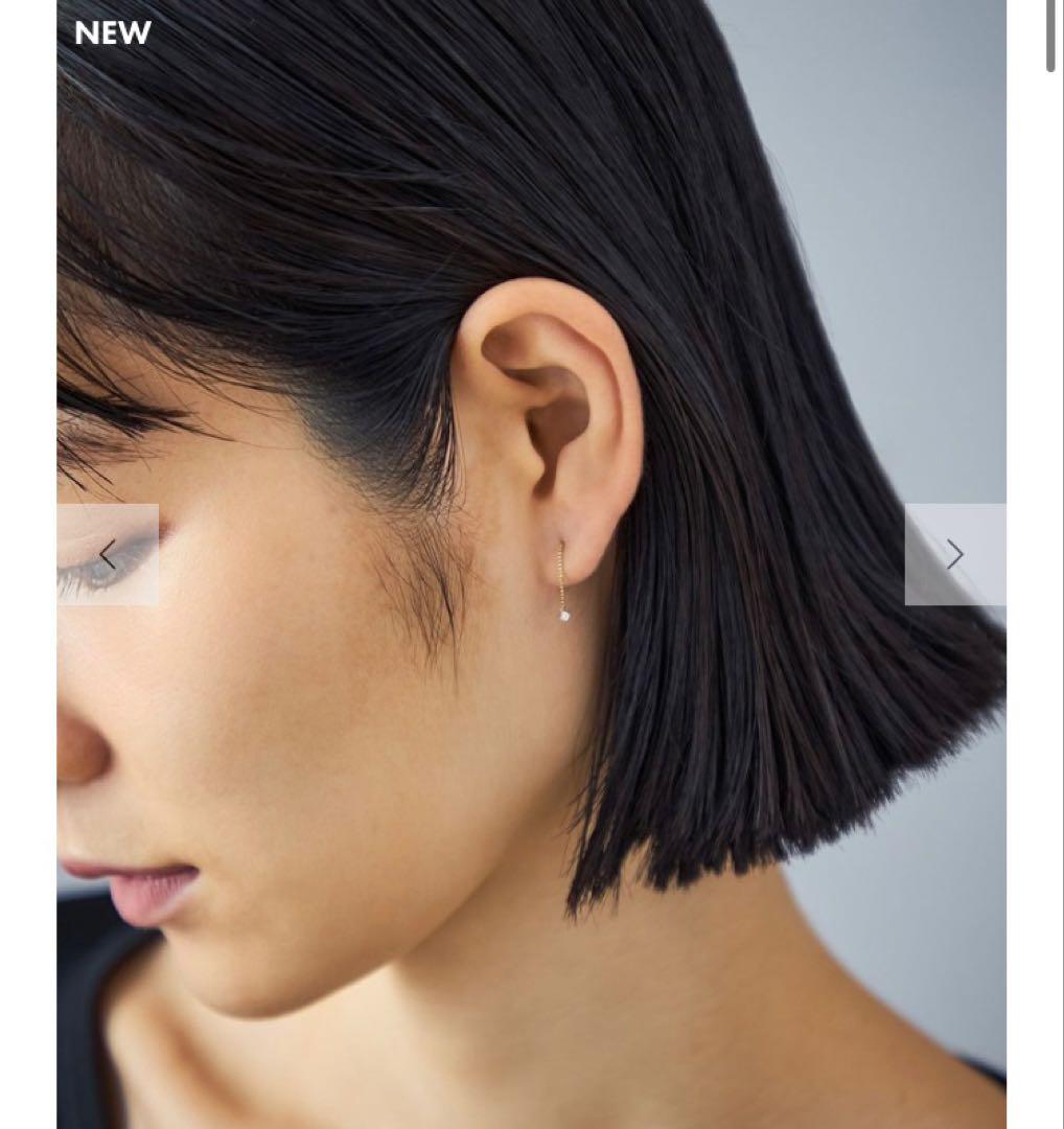 【Jouete ジュエッテ】 K18YG ダイヤ ピアス チェーン 揺れ