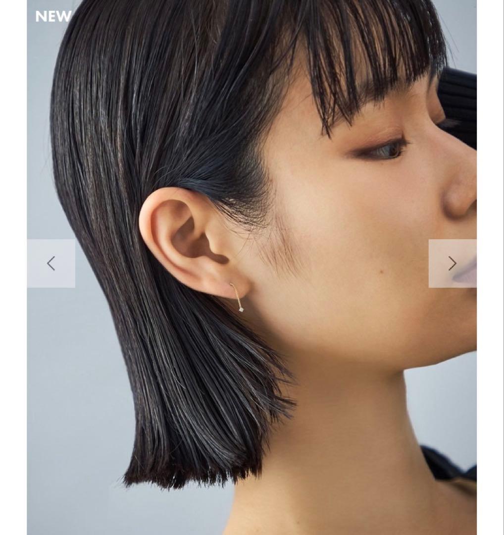 【Jouete ジュエッテ】 K18YG ダイヤ ピアス チェーン 揺れ