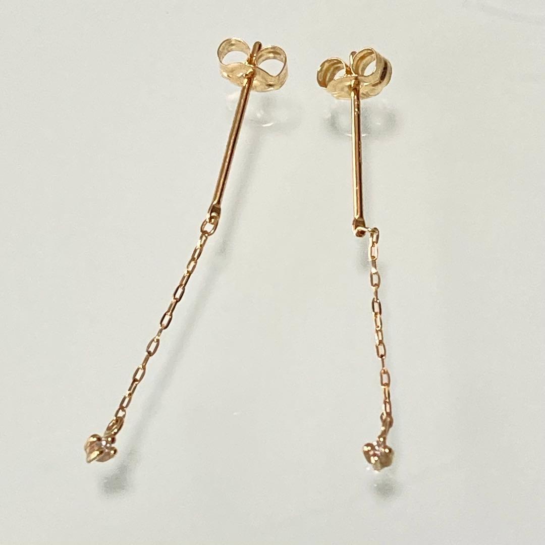 【Jouete ジュエッテ】 K18YG ダイヤ ピアス チェーン 揺れ