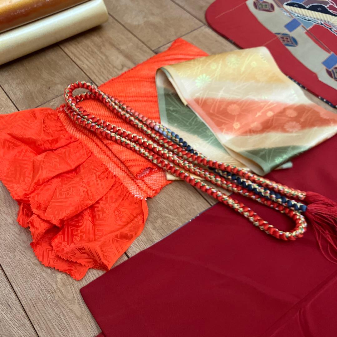 お値下げ　振袖 フルセット　京紅型　宮崎良次　落款あり紺色 正絹