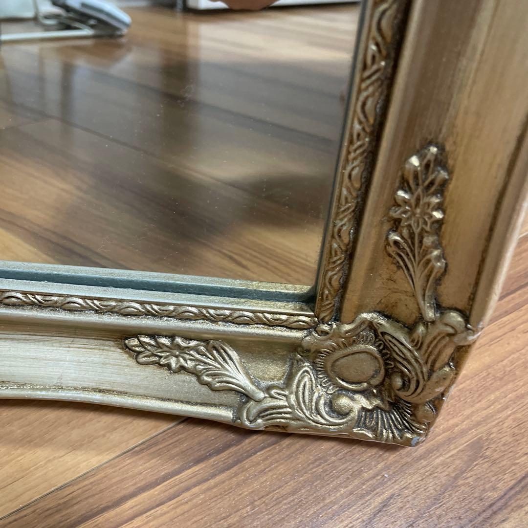 スタンドミラー　全身鏡　アンティーク調　ゴールド　たのメル便　送料込み