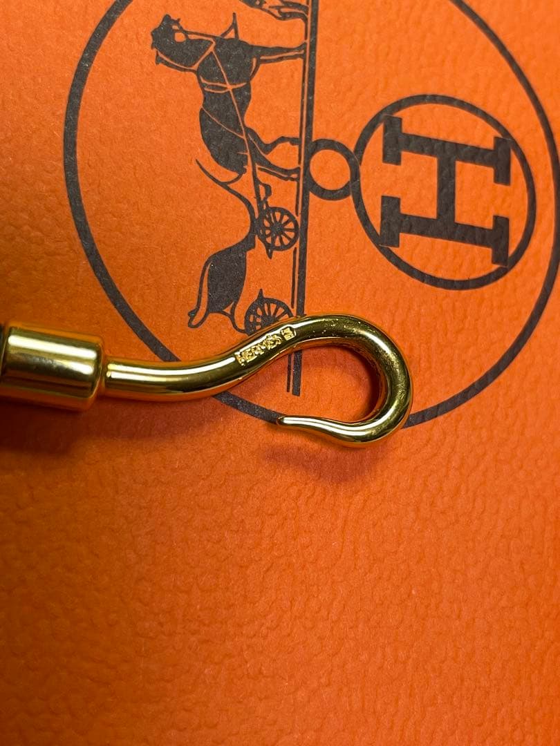 HERMES レザー フック付き ブレスレット 黒