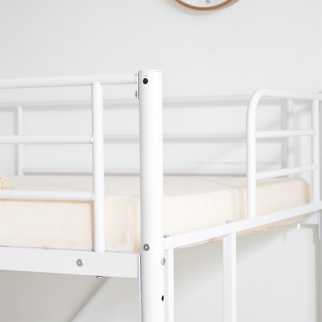 ロフトベッド パイプベッド（S）北欧風デザイン安定構造・耐震設計　WHITE