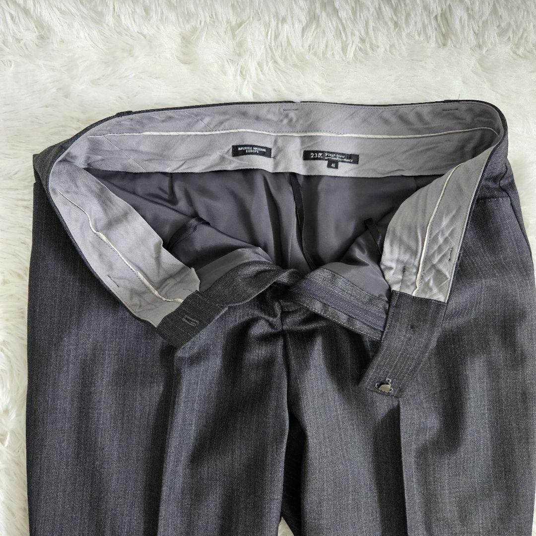 23区　パンツセットアップ　グレー　ストライプ　大きいサイズ